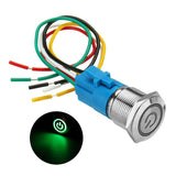 19mm Metal Self-locking 12V LED Push Button Switch, 5-Pin ON-OFF, Waterproof with Wire