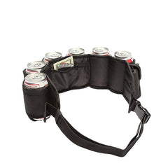 Insulated Beer Belt Holder for 6 Cans with Adjustable Strap, Buckle, and Hidden Pocket - Perfect for Parties