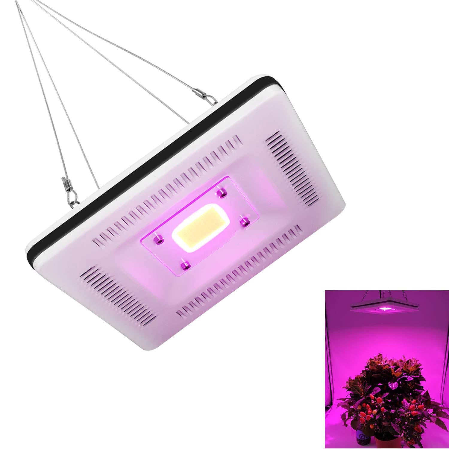 50W COB LED Full Spectrum Grow Light, Waterproof IP64, Square Flood Lamp for Indoor Plants, Flowers, Hydroponics, Greenhouse