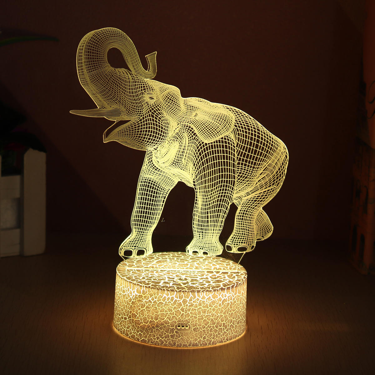 16-Color 3D LED Elephant Night Light with Touch Switch - Perfect for Bedroom Table Home Decor