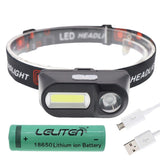 Portable Mini XPE+COB LED Headlamp - USB Rechargeable, Ideal for Camping, Fishing, and Outdoor Activities