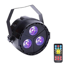 12W 3 LED RGB+UV Stage Par Light with Remote & DMX Control for Christmas Party DJ Disco AC110-240V