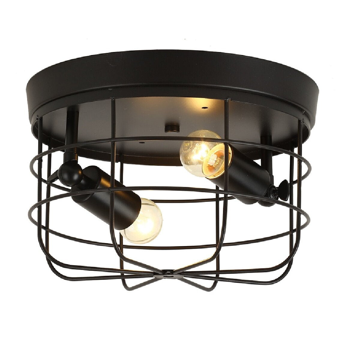 Industrial Vintage Metal Round Pendant Lamp - Semi Flush Mount Ceiling Light Shade, Bulb Not Included