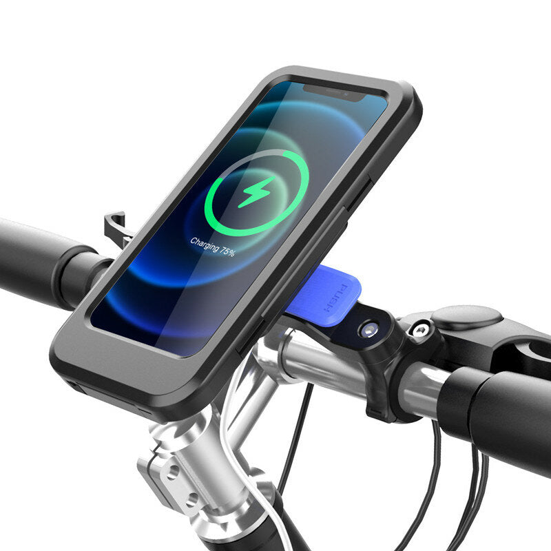 12V 15W Wireless Charger Phone Holder with Touch Bracket for 6.7" Devices - Bicycle & Motorcycle Navigation