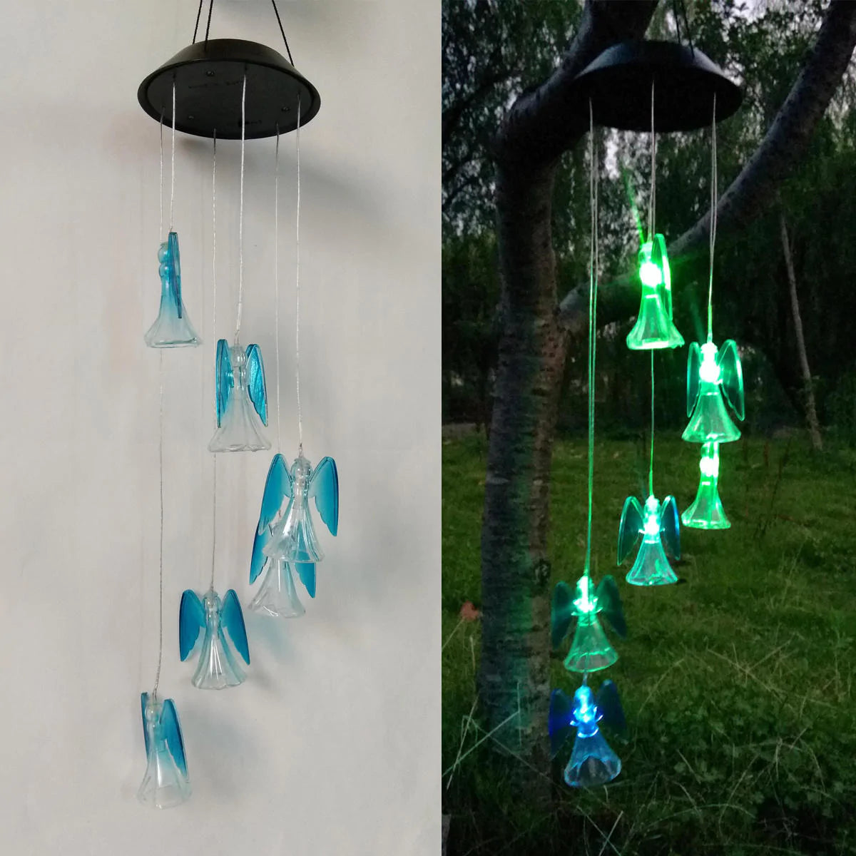 Solar Powered LED Wind Chimes Light - Color Changing Hanging Lamp for Garden and Yard