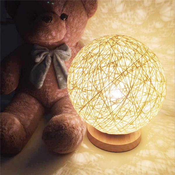 60W E27 Dimmable Sepak Takraw Wood Desk Lamp Night Light AC110-220V