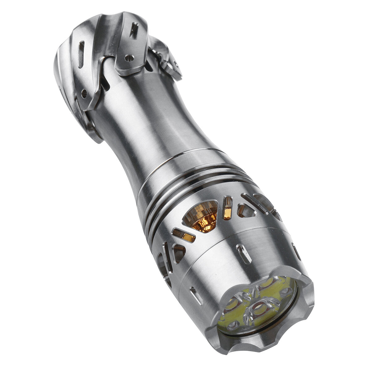 2100lm EDC Titanium Flashlight with Decompression Tail & AUX LED, Includes 16340 Battery