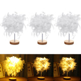 Modern White Feather Shade USB Table Lamp - Elegant Bedside Desk Night Light for Home Bedroom Decor