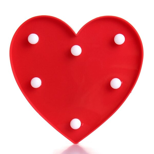 Cute 11 LED Heart Marquee Night Light - Battery Operated Lamp for Baby Kids Bedroom Decor