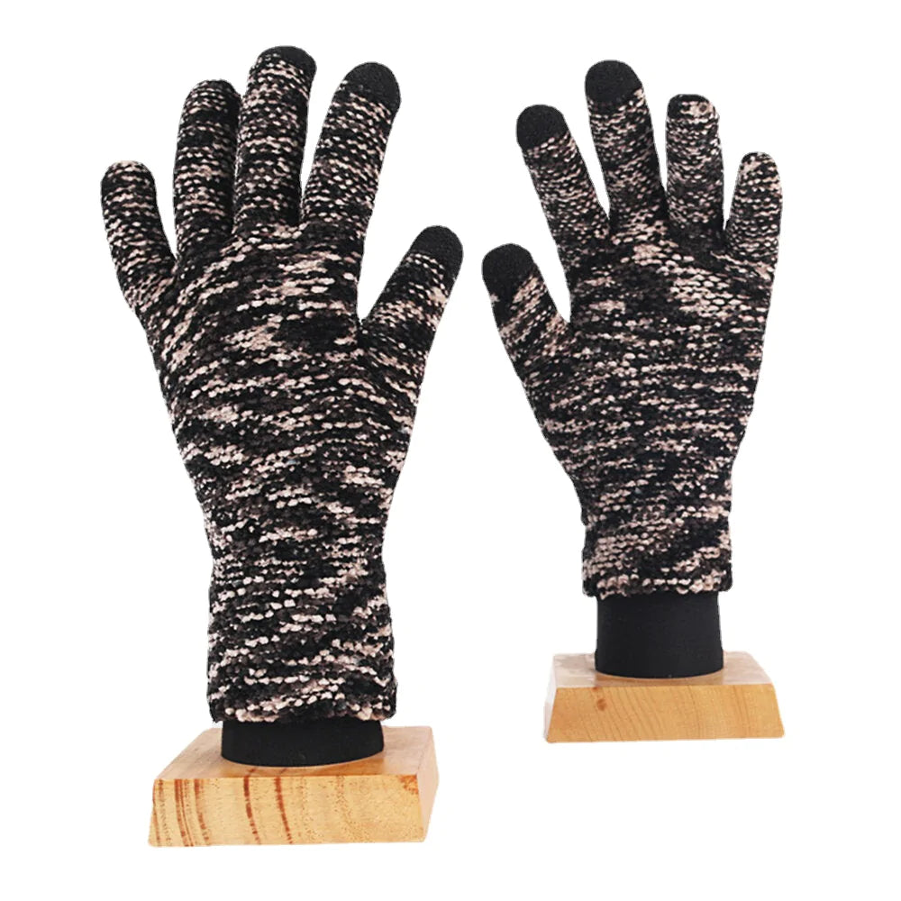 Unisex Knitted Touch-Screen Winter Gloves - Warm Chenille, Three-Finger & Full-Finger Options