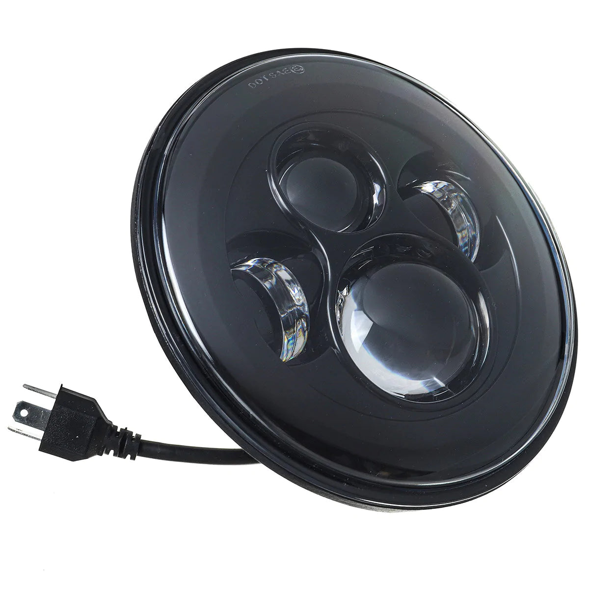 Black 7" LED Motorcycle Headlight + 4.5" Auxiliary Light - No Aperture, Motorcycle Accessories