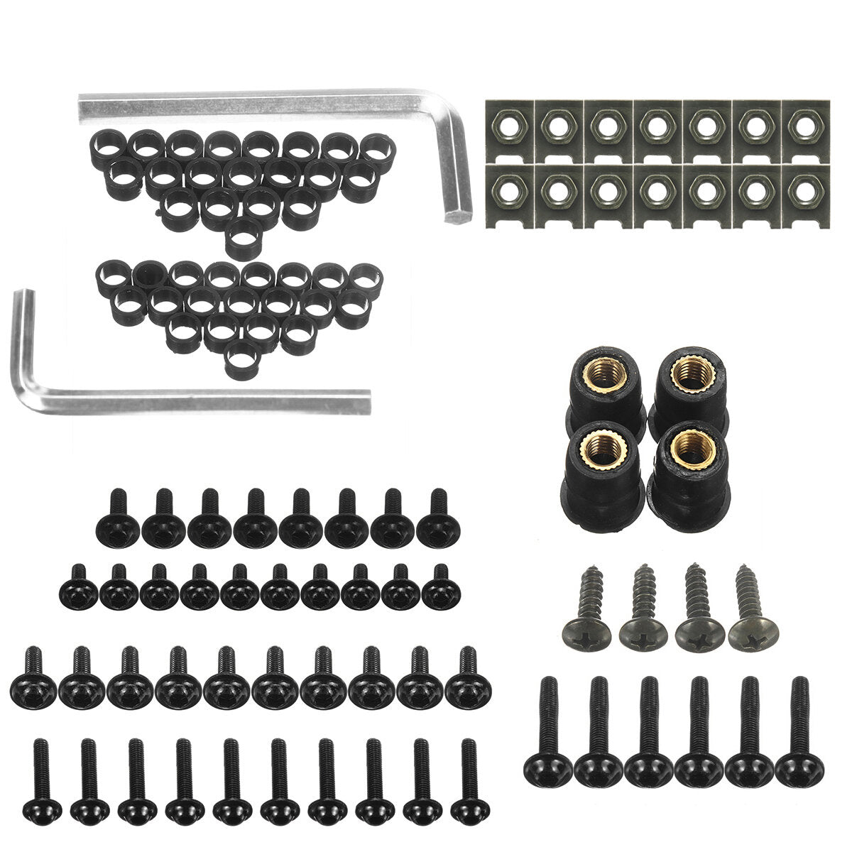 107pcs Motorcycle Aluminum Fairing Bolt Kit - Fasteners, Clips, Screws, Washers in 6 Colors