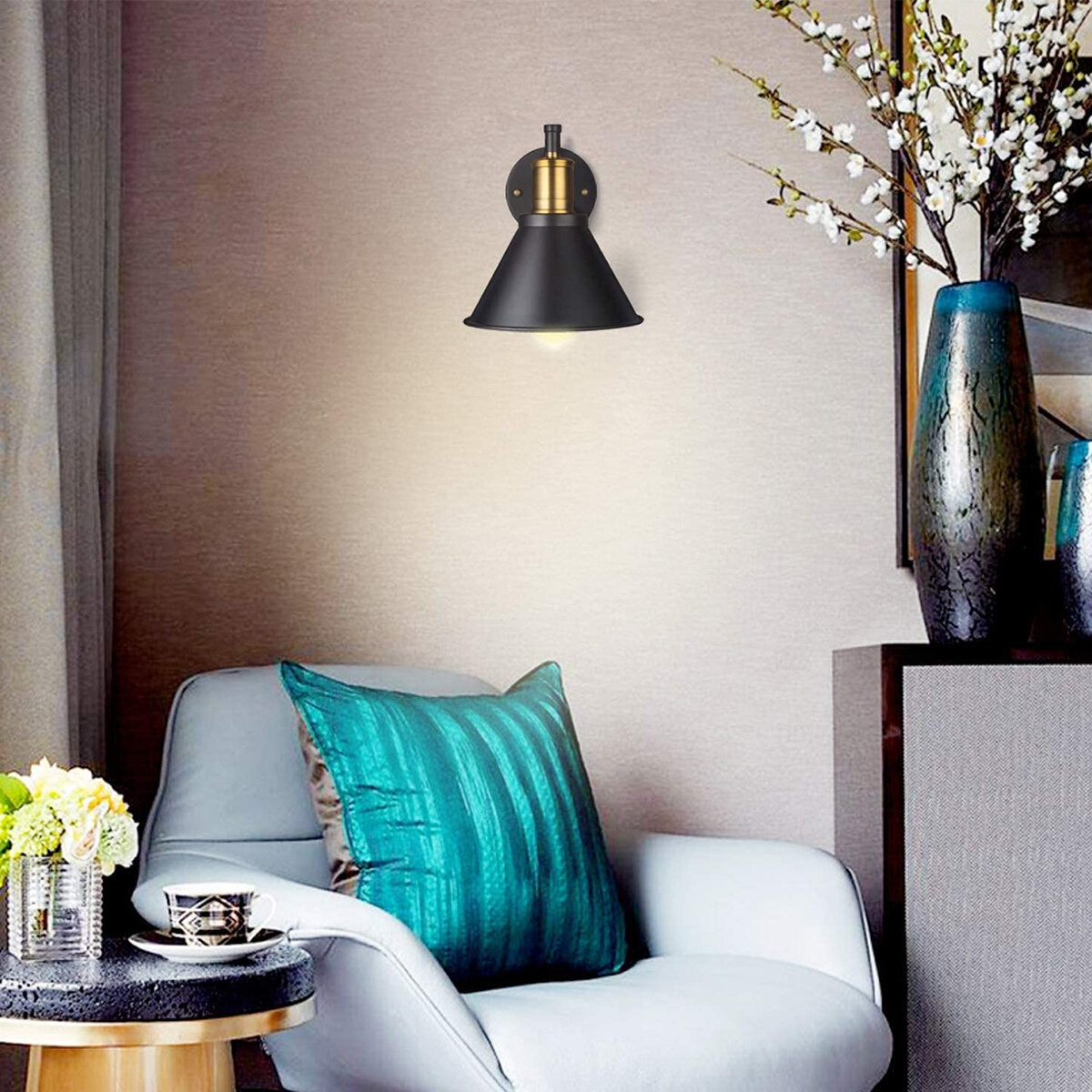 220V Adjustable LED Wall Light Fixture with Lampshade for Dining Room - Bulb Not Included