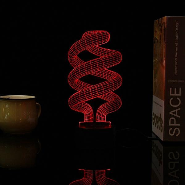 3D Tornado Illusion LED Desk Light - USB, 7 Color Changing Night Lamp