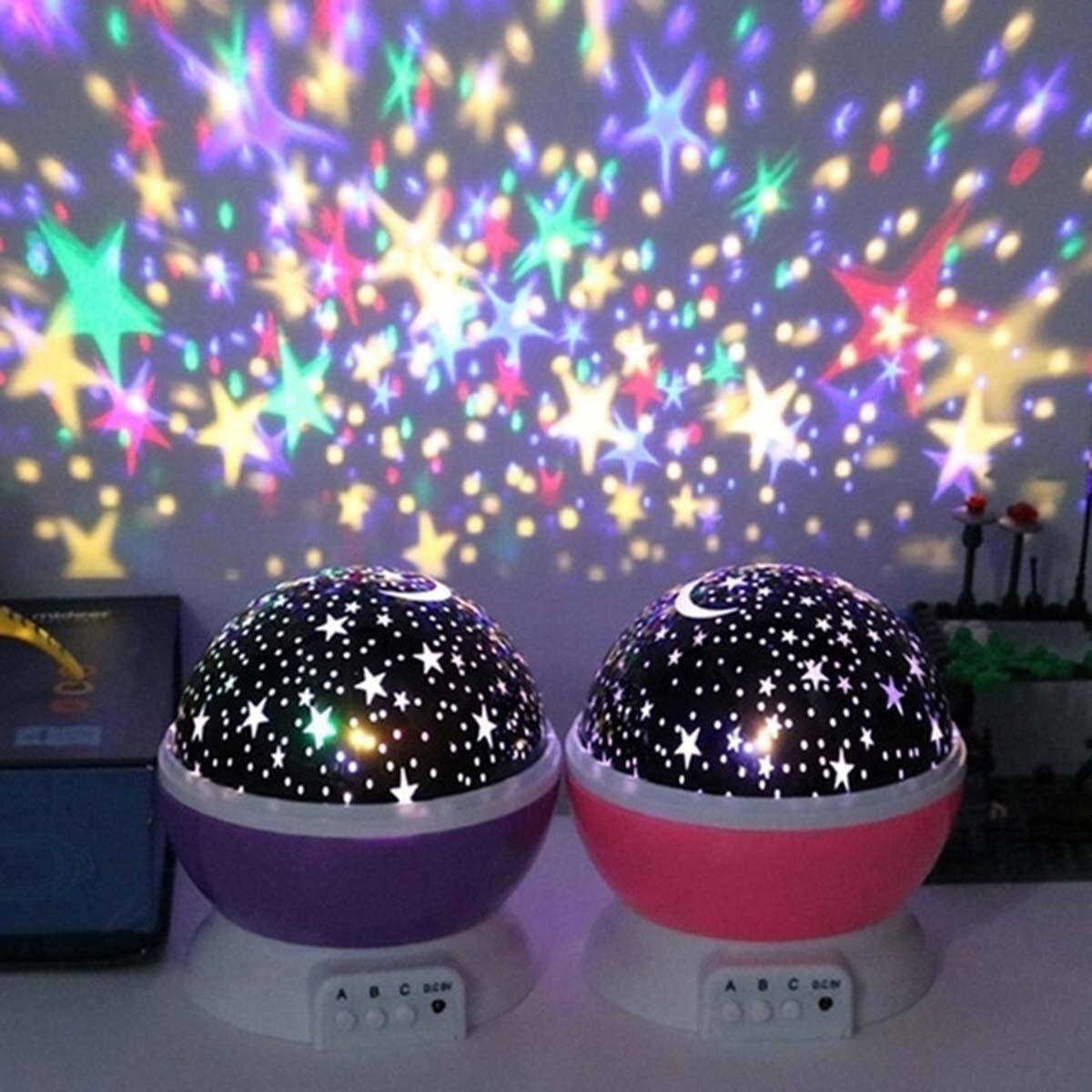 LED Starry Projector Lamp - USB Rotating Moon & Cosmos Night Light for Kids' Bedroom & Living Room