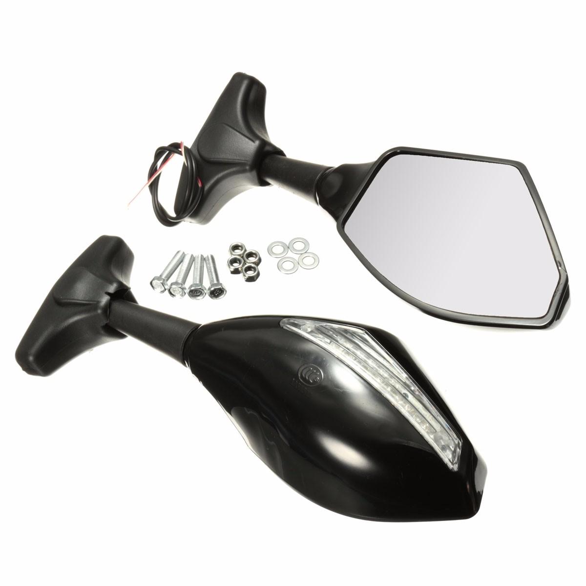 Motorcycle Rear View Mirror with LED Turn Signal Indicator - Universal Fit