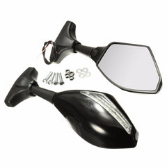 Motorcycle Rear View Mirror with LED Turn Signal Indicator - Universal Fit