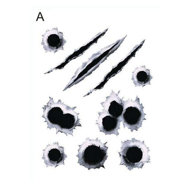 3D Simulated Bullet Holes Car & Motorcycle Scratch Decal - Waterproof, 23x29CM