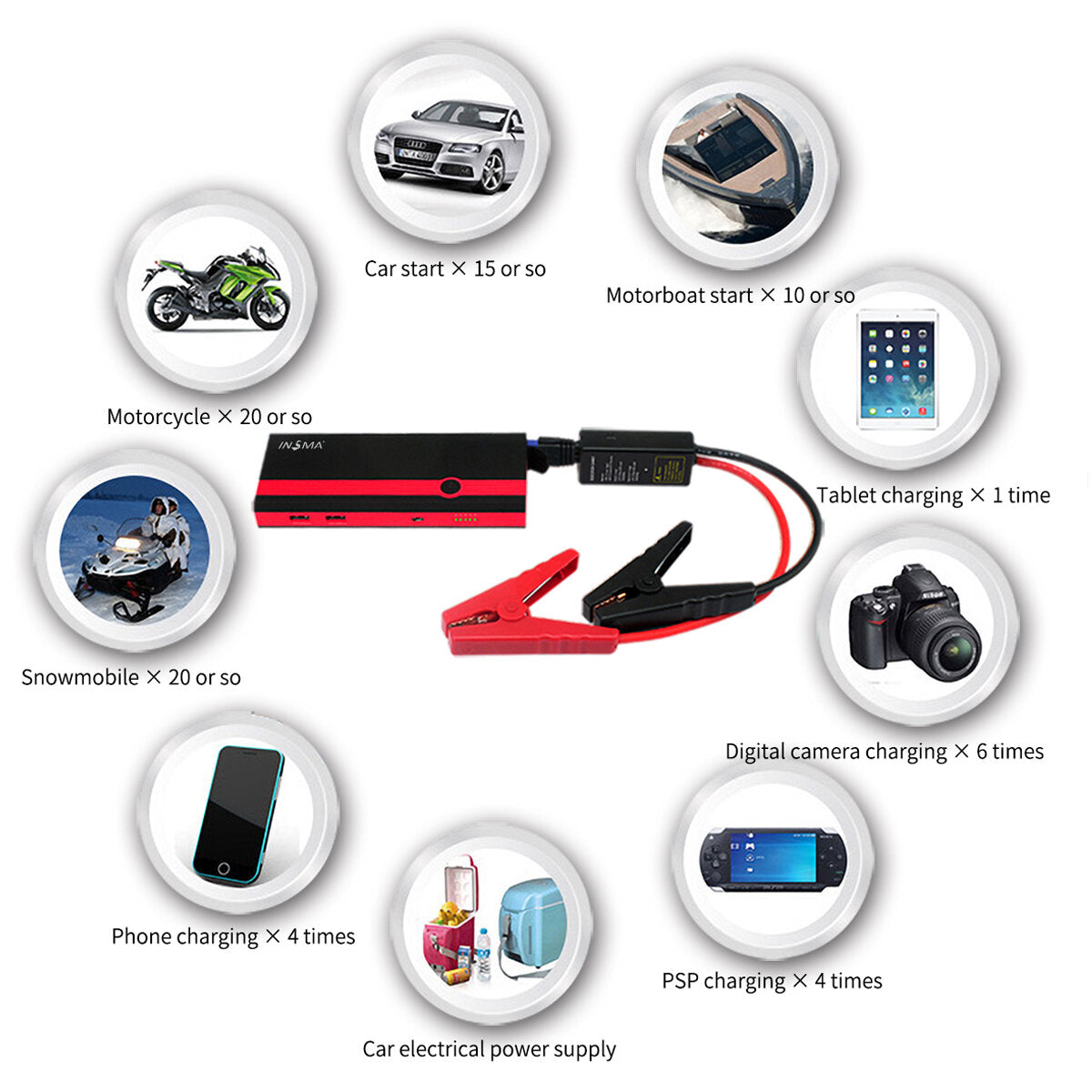 12,000mAh 700A Car Jump Starter & Emergency Power Booster Charger Bank