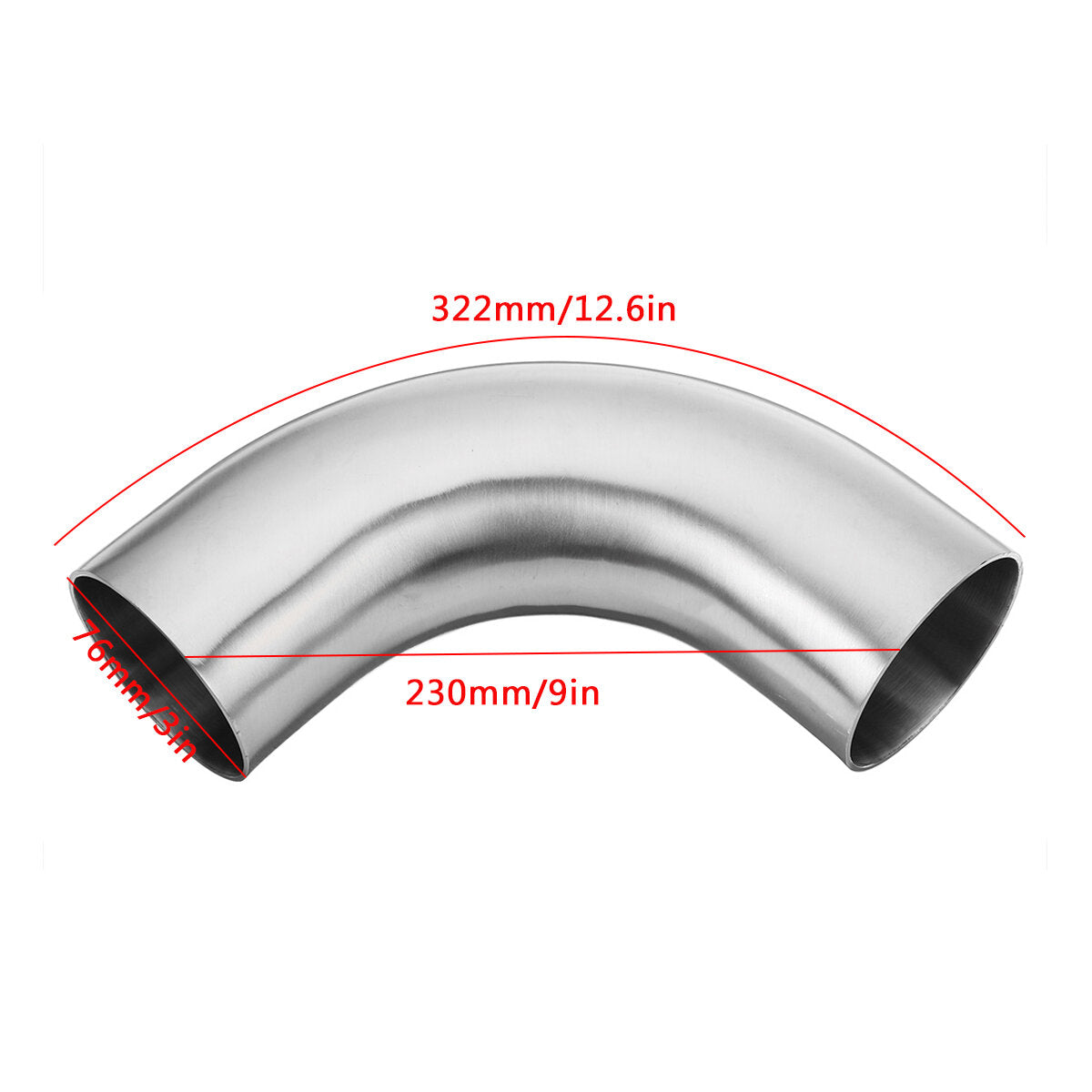 Stainless Steel 90 Degree Exhaust Pipe Bends - 1.5", 2", 2.5", 3" OD Tube Elbows