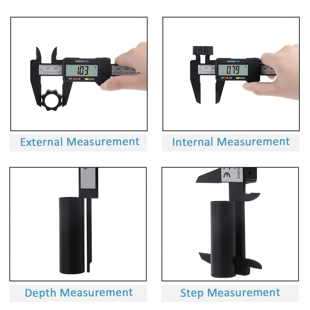 0-6" Digital Caliper Measuring Tool - Electronic Micrometer with LED Screen