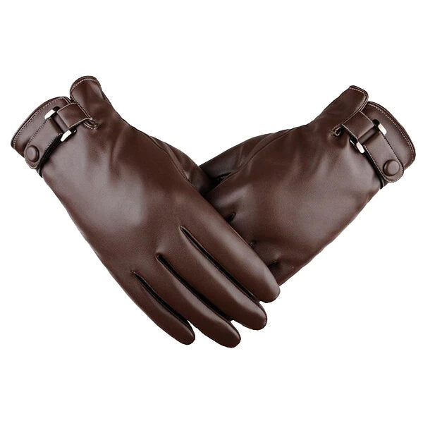 Men's Warm Windproof Touch Screen Leather Cycling & Ski Gloves