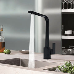 Modern Black Kitchen Sink Mixer Tap - Single Lever Brass Mono Faucet