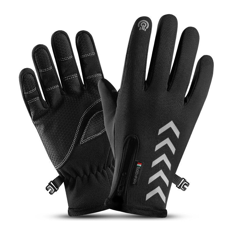 Waterproof Cycling Gloves - Anti-Skid, Touch Screen, Reflective for Night Riding, Warm for Outdoor Sports