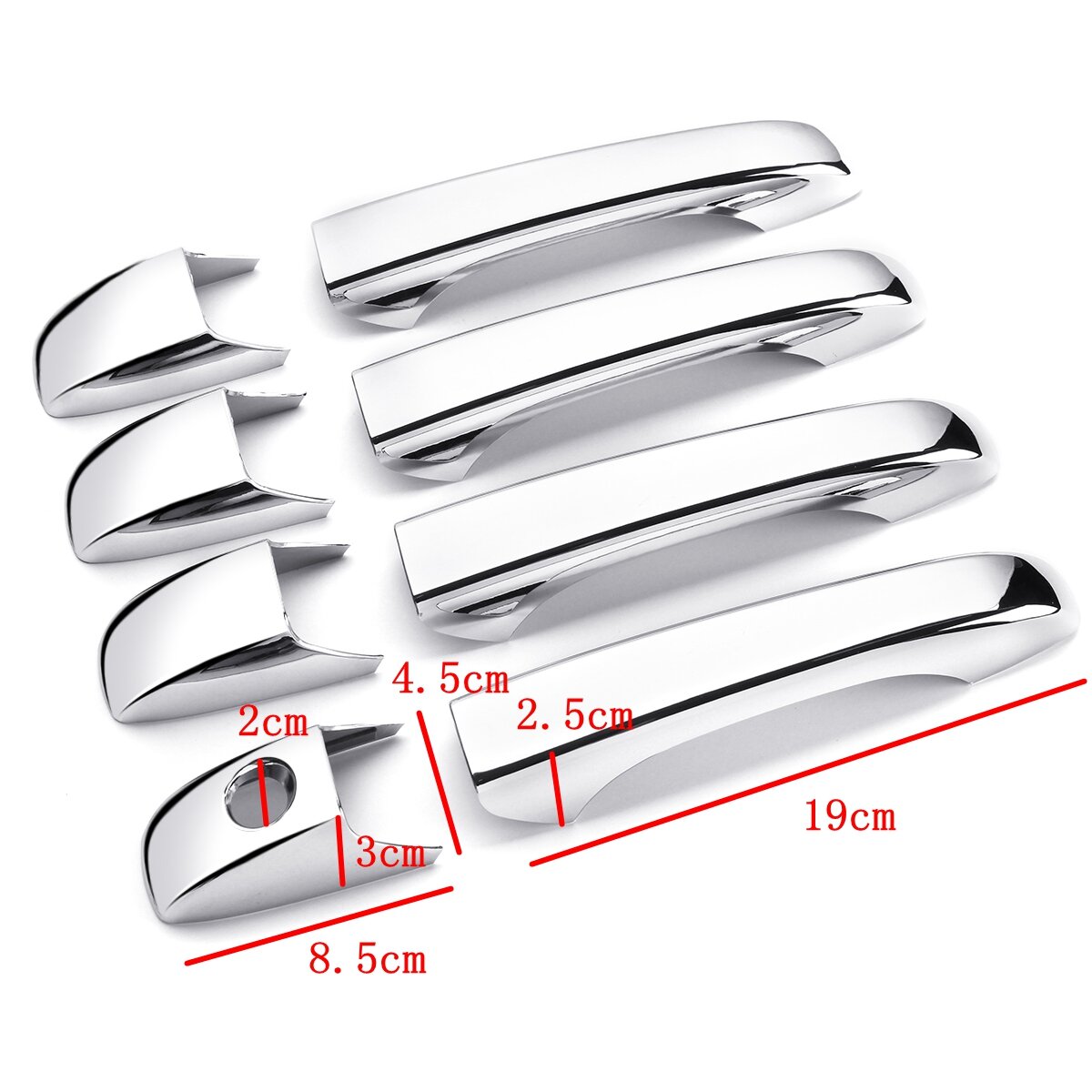 8pcs ABS Chrome Door Handle Covers Set for Chrysler, Dodge, Jeep - 4 Door