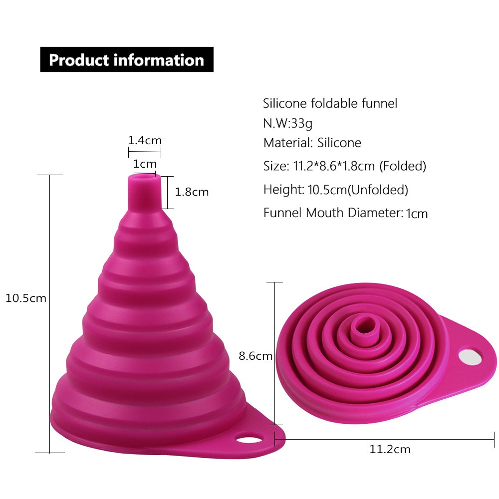 Tritina Home & Kitchen Foldable Funnel,Silicone Collapsible Style,BPA-free,Heat Resistant,for dishwasher(Pink)