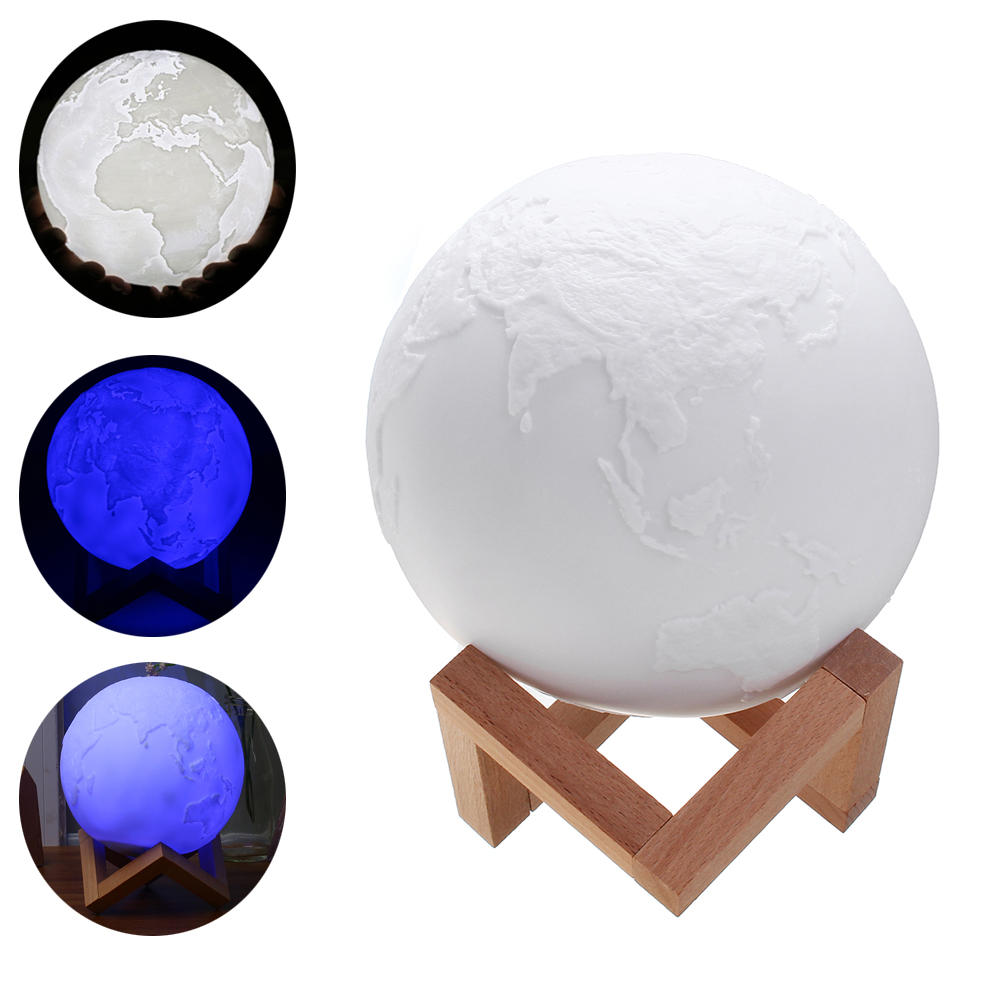 15cm Three Tone Earth Table Lamp - USB Rechargeable LED Night Light with Tap Sensor - Perfect Gift