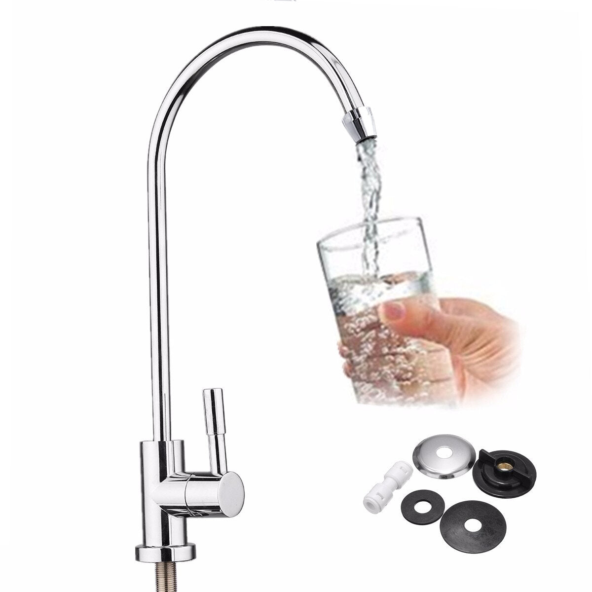 1/4 Inch Chrome RO Water Filter Faucet for Reverse Osmosis Sink in Kitchen