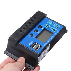 10/20/30A 12/24V LCD Dual USB Solar Panel Battery Charge Controller Regulator