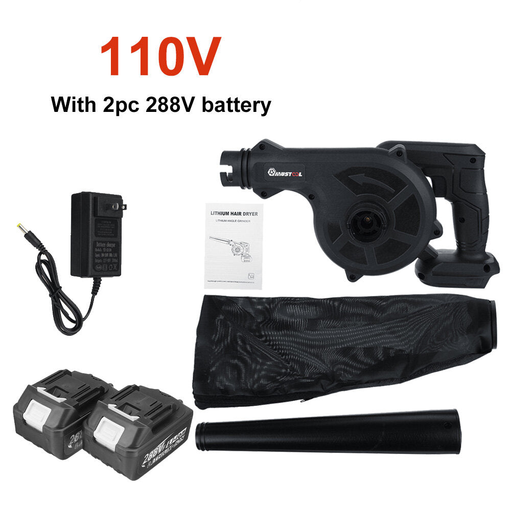 2-in-1 880W 18000RPM Cordless Electric Air Blower & Vacuum for Dust, Leaves, Garden, Car - Includes 2 Batteries