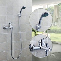 Chrome Wall Mounted Bathtub Shower Faucet Set with Hand Sprayer