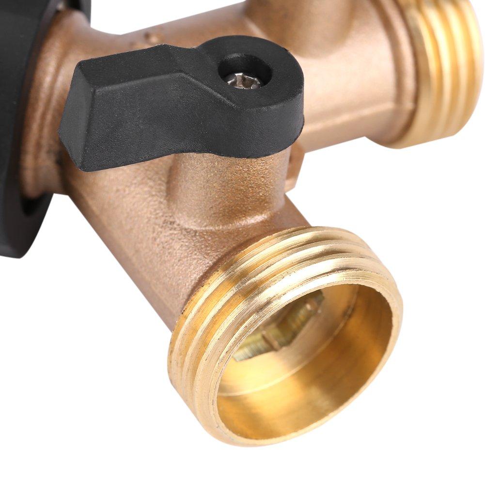 3/4 Inch 2-Way Brass Hose Faucet Manifold Garden Tap Splitter Y-Type Shut Off Valve