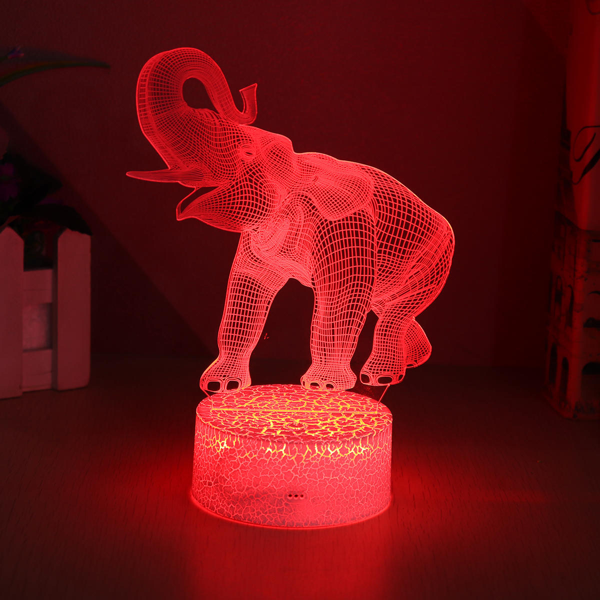 16-Color 3D LED Elephant Night Light with Touch Switch - Perfect for Bedroom Table Home Decor