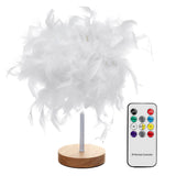 Modern White Feather Shade USB Table Lamp - Elegant Bedside Desk Night Light for Home Bedroom Decor