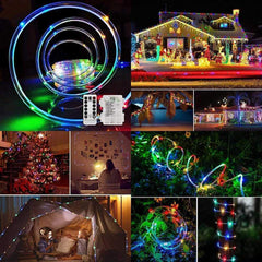 39FT 100 LED Solar String Rope Lights - Waterproof Fairy Lights for Xmas, Wedding, Party Decor, Night Lighting