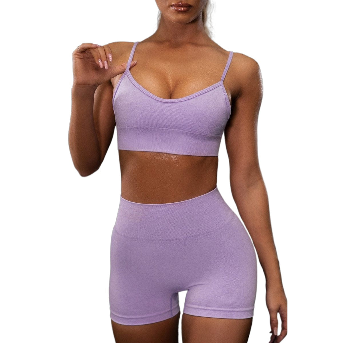 Seamless Women's Yoga Set: Workout Shirts, Sport Pants, Bra, Gym Clothing, Short Crop Top, High Waist