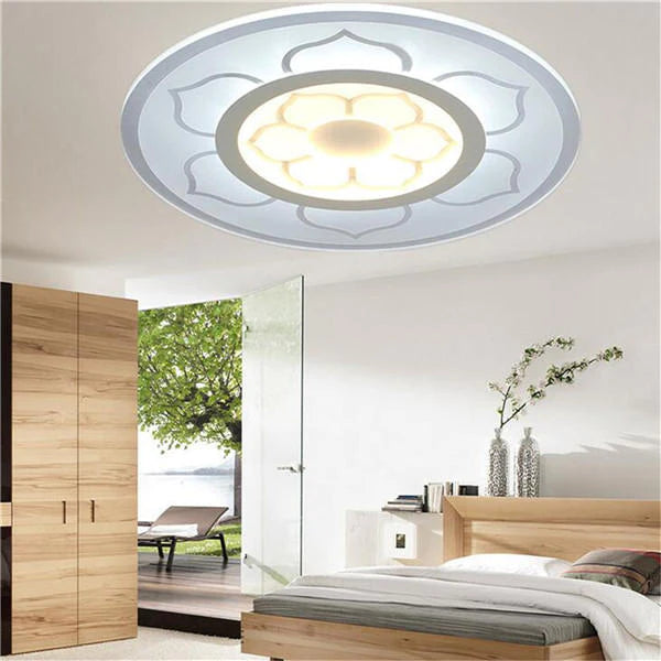 15W Modern Round Flower Acrylic LED Ceiling Light - Warm White/White for Living Room AC220V