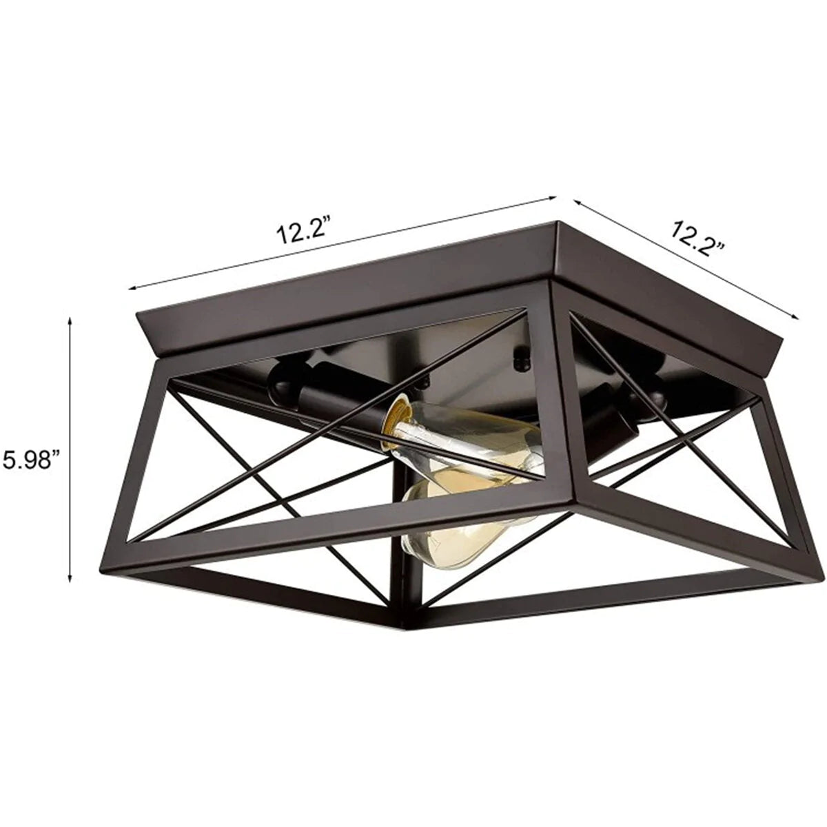 110V E26 Square Chandelier Pendant Light Fixture, 2 Heads, No Bulb Included