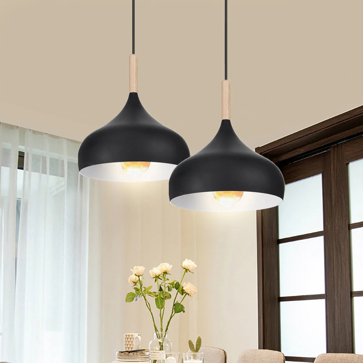 Modern Wood Kitchen Pendant Light - 1/3pcs Bar Lamp Ceiling Lighting Fixture