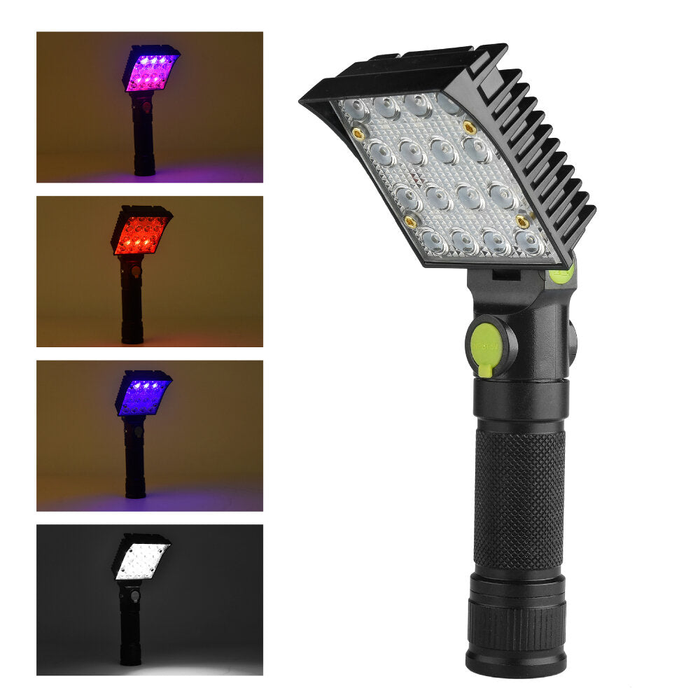 16x COB LED Flashlights - 4 Colors, 4 Modes, 180 Degree Adjustable Head, Magnetic Tail, USB Rechargeable