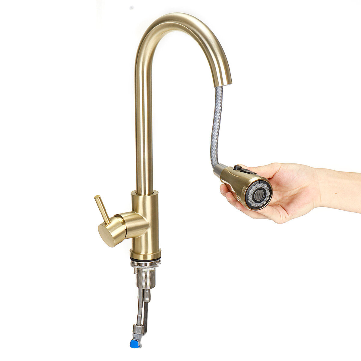 Stainless Steel Kitchen Faucet with Pull-Out Spout, Hot & Cold Water Mixer, Two Modes