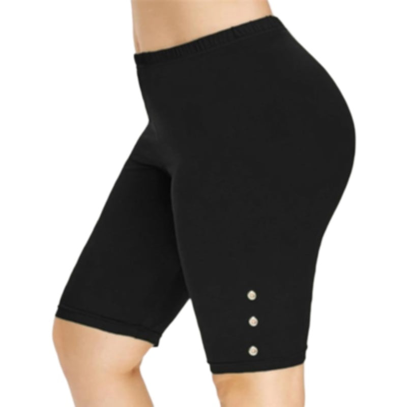 Stretch-Bikershorts für Damen – hohe Taille, knielang, Fitness-Workout, Polyester, Größen S-2XL