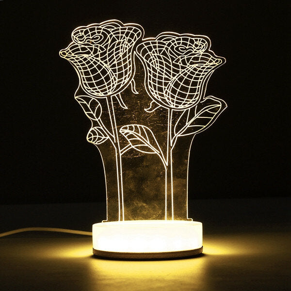 3D Illusion USB LED Night Light - Warm White Desk Table Lamp, Perfect Xmas Gift