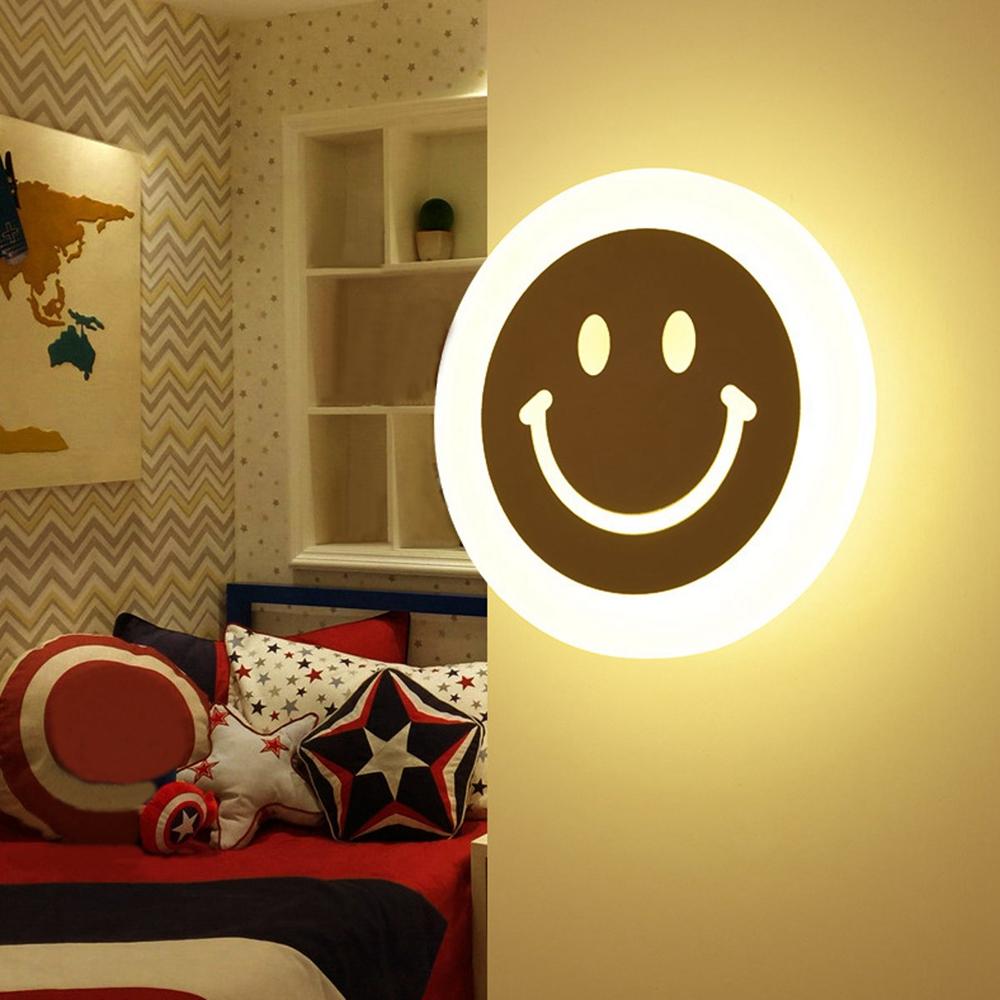 Runde 10-W-LED-Wandleuchte – Smile-Design für Wohnzimmer, Gang, Innenbereich, Nachttischlampe