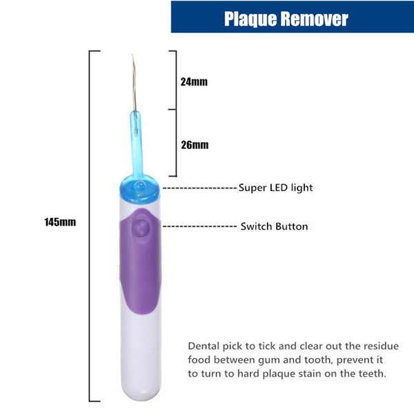 LED Oral Dental Mirror Plaque Remove Tooth Stain Eraser Set