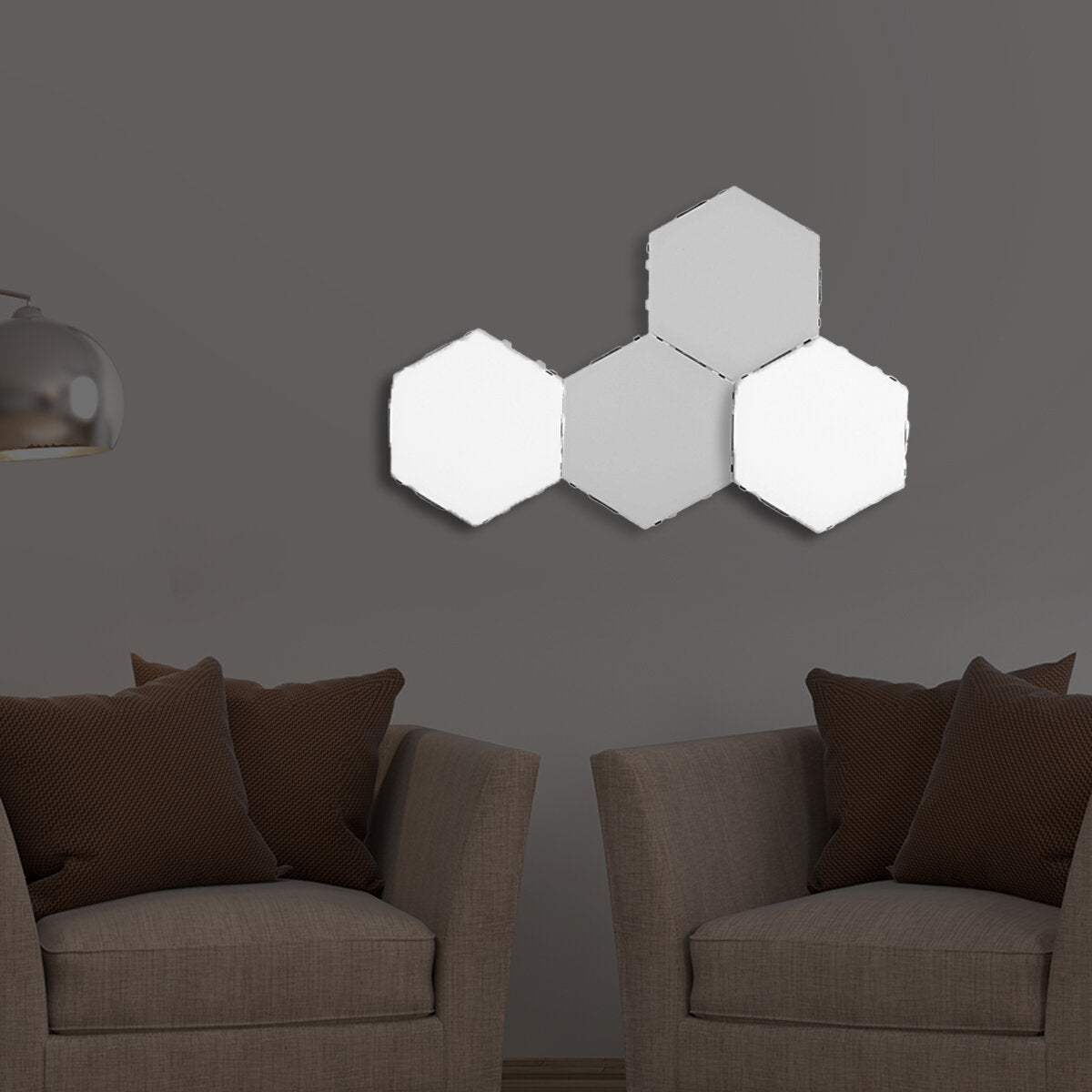 4x Modular LED Hexagonal Touch Wall Lamps - Honeycomb Magnetic Quantum Night Lights